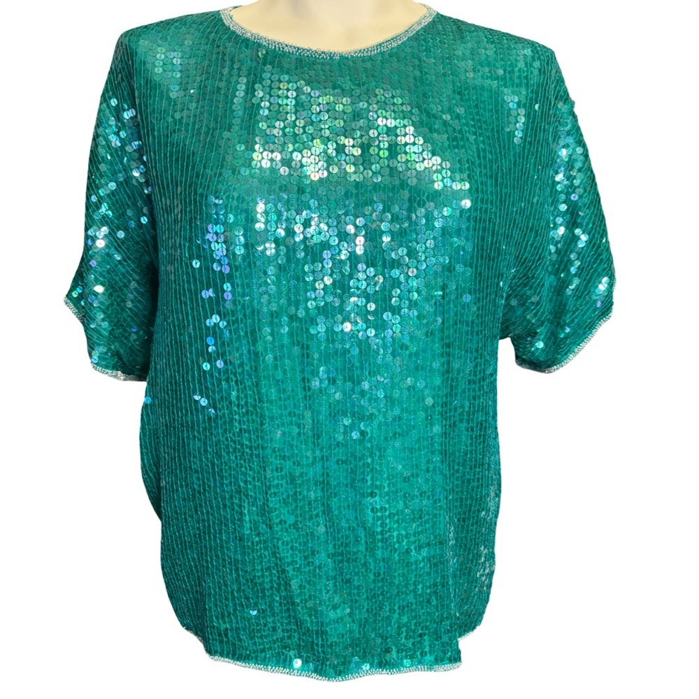 Vintage Sequin Teal Women's Top